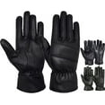 thumbnail image 1 of Mens Warm Winter Leather Gloves Dress Motorcycle Driving Cold Weather Thermal Lining (Black, Large), 1 of 6