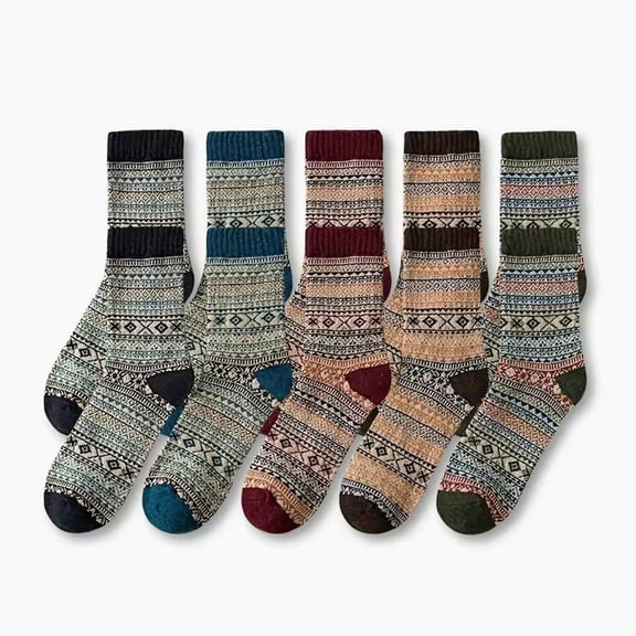 Mens Warm Wool Socks Thermal Winter Thick Calf Socks Cold Weather 5 Pairs