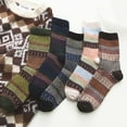 thumbnail image 1 of Mens Warm Wool Socks Thermal Winter Thick Crew Pattern Socks Cold Weather 5 Pairs, 1 of 9