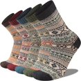 thumbnail image 1 of Mens Warm Wool Socks Thermal Winter Thick Crew Pattern Socks Cold Weather 5 Pairs, 1 of 6