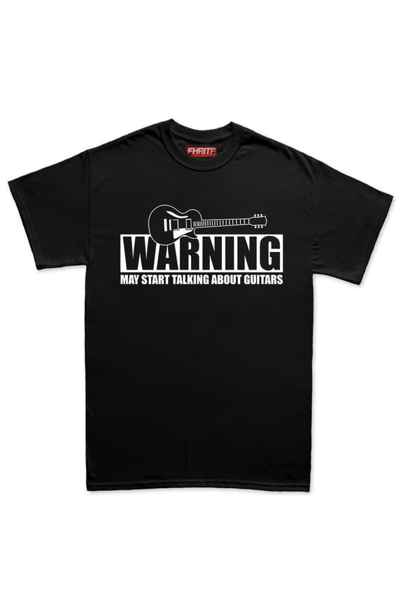 Mens Warning May Start Talking Guitars Funny Guitarist T shirt Tee Top T-shirt