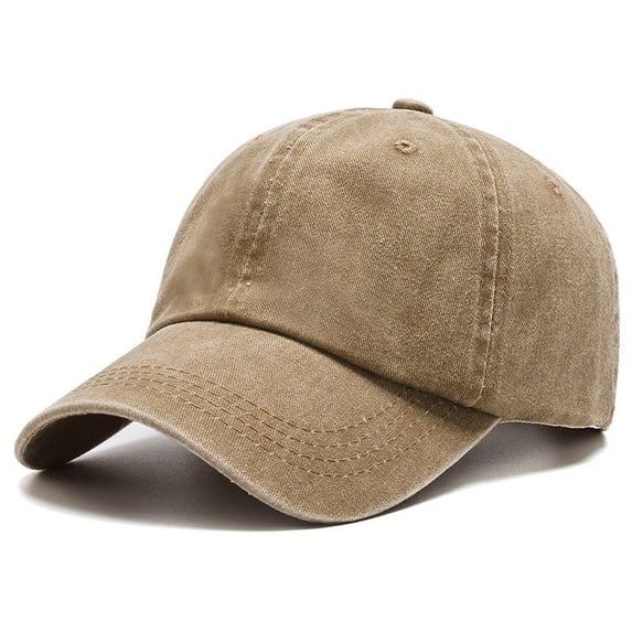 Mens Washed Distressed Baseball Cap with Blank Design Solid Curved Brim Hat Summer Outdoor Cap Khaki