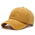 thumbnail image 1 of Mens Washed Distressed Baseball Cap with Blank Design Solid Curved Brim Hat Summer Outdoor Cap Yellow, 1 of 2