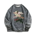thumbnail image 1 of Mens Washed Sweatshirt Round Neck Pullover Vintage Printed Top, 1 of 5