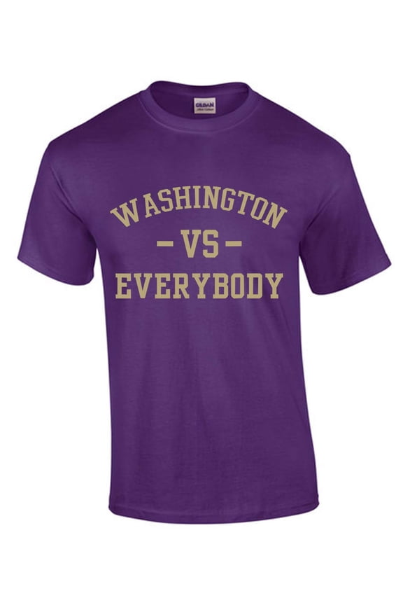 Mens Washington Tshirt Washington Vs. Everybody Football Team Color Short Sleeve T-shirt-Purple-small
