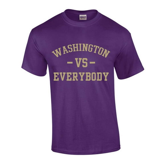 Mens Washington Tshirt Washington Vs. Everybody Football Team Color Short Sleeve T-shirt-Purple-xl