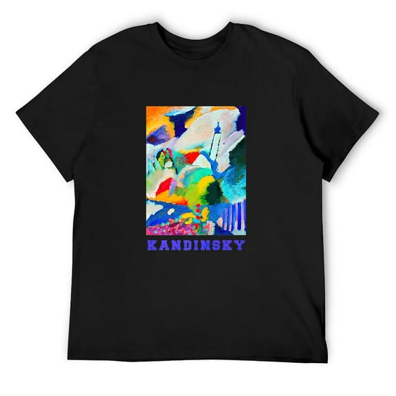 Mens Wassily Kandinsky Murnau with Church 1 1910 Colorful T-Shirt Black Small