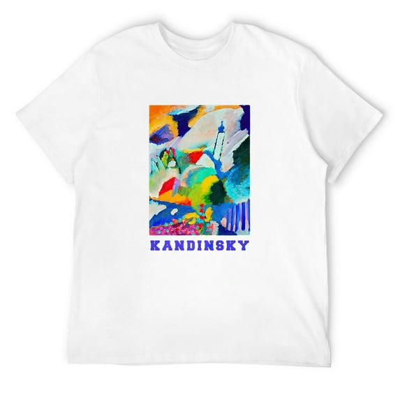 Mens Wassily Kandinsky Murnau with Church 1 1910 Colorful T-Shirt White 4X-Large