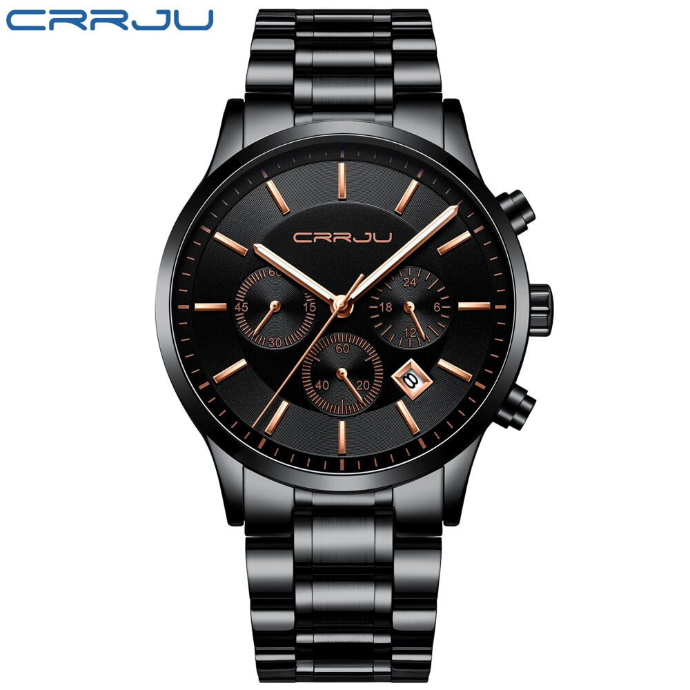 Cuena Men Fashion Military Stainless Steel Analog Date Sport Quartz Wrist  Watch