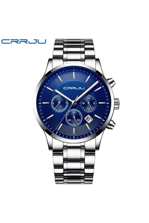 Mens Watch Casual Sport Watch CRRJU Top Brand Luxury Army Military Mens Wrist Watch stainless steel Clock Relogio Masculino