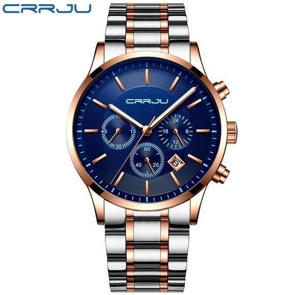 Mens Watch Casual Sport Watch CRRJU Top Brand Luxury Army Military Mens Wrist Watch stainless steel Clock Relogio Masculino