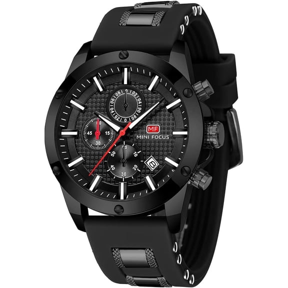 Mens Watch Casual Sports Watches (Chronograph/Waterproof/Luminous/Calendar) Silicon Band Fashion Quartz Watch for Men