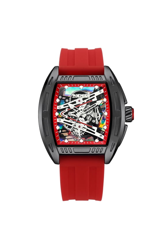 Mens Watch Fashion Skeleton Watche, Casual Cool Big Dial Watch Luminous Waterproof Sport Analog Quartz Business Mens Wrisewatch Silicon Strap, Gifts for Men