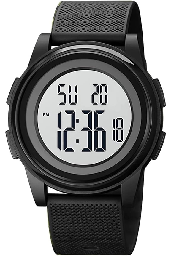 Mens Watch Ultra-Thin Digital Watch Minimalist Digital Watches Men with Wide-Angle Display Rubber Strap Wrist Watch for Men 1206