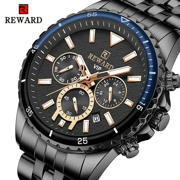 Mens Watches Analog Quartz Chronograph Stainless Steel Watches for Men 30M Waterproof Men's Wrist Watches with Calendar Luxury Business Work Casual Watch Elegant Gifts