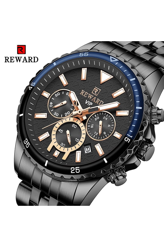 Mens Watches Analog Quartz Chronograph Stainless Steel Watches for Men 30M Waterproof Men's Wrist Watches with Calendar Luxury Business Work Casual Watch Elegant Gifts