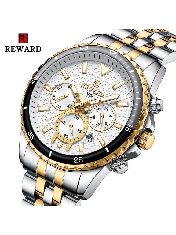 Mens Watches Analog Quartz Chronograph Stainless Steel Watches for Men 30M Waterproof Men's Wrist Watches with Calendar Luxury Business Work Casual Watch Elegant Gifts