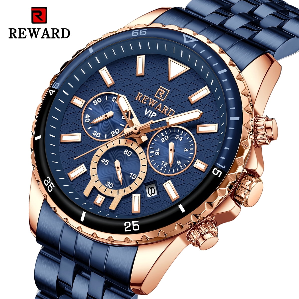 Mens Watches Analog Quartz Chronograph Stainless Steel Watches for Men 30M Waterproof Men's Wrist Watches with Calendar Luxury Business Work Casual Watch Elegant Gifts