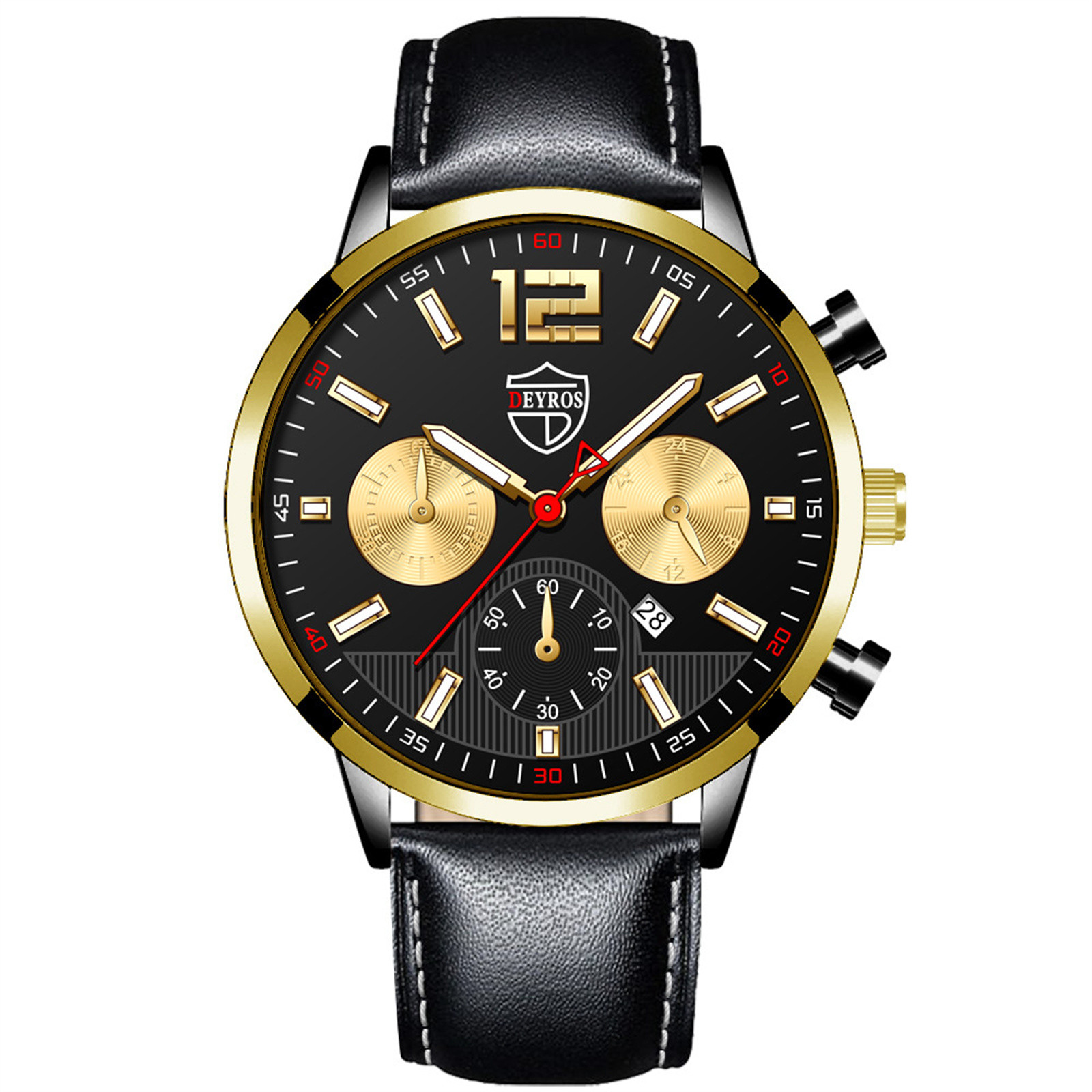 LoyisViDion Men Watch Clearance Military Leather Waterproof Date Quartz