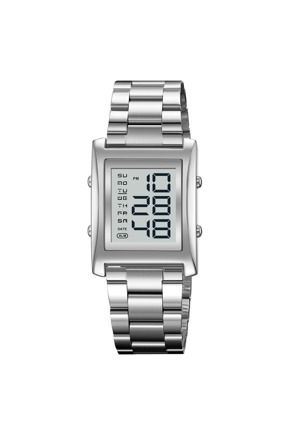 Mens Watches Digital Watch for Men Womens, Stainless Steel Rectangle Watches for Men, Men's Wristwatch Waterproof