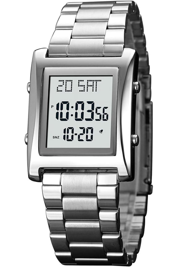 Mens Watches Digital Watch for Men Womens, Stainless Steel Rectangle Watches for Men, Men's Wristwatch Waterproof