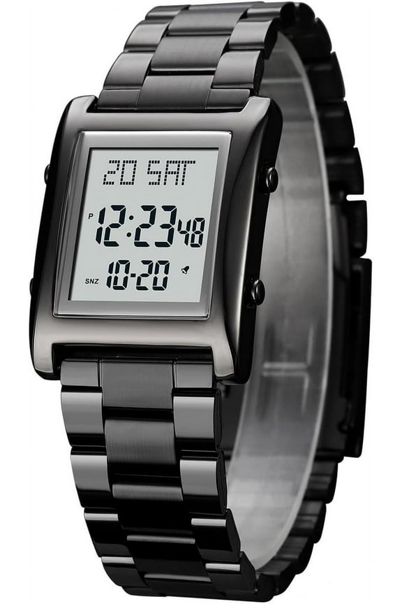 Mens Watches Digital Watch for Men Womens, Stainless Steel Rectangle Watches for Men, Men's Wristwatch Waterproof