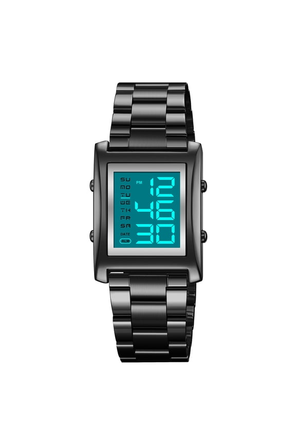 Mens Watches Digital Watch for Men Womens, Stainless Steel Rectangle Watches for Men, Men's Wristwatch Waterproof