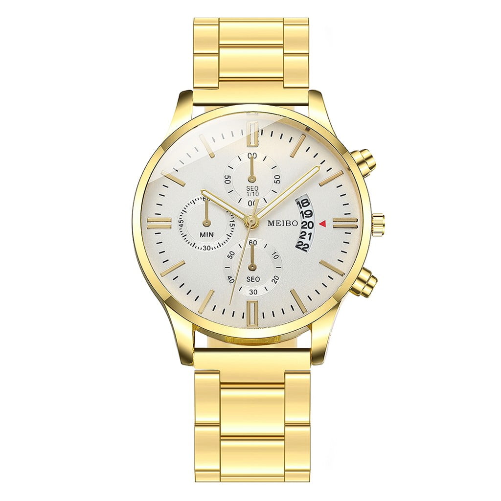 Mens Watches Meibo Sleek Minimalist Stainless Steel Three Eye Quartz Watch Walmart