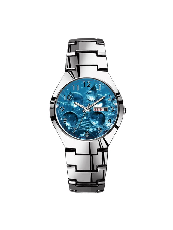 Mens Watches Silvery Steel Band Top Brand Waterproof Japan Quartz Watch Christmas Men Business Clock Splish Splash Wristwatches