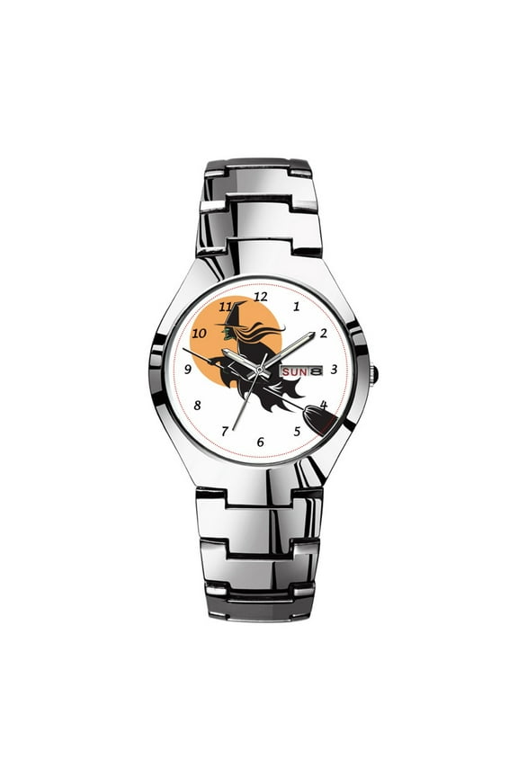 Mens Watches Silvery Steel Band Top Brand Waterproof Japan Quartz Watch Christmas Men Business Clock Wicked Witch Watch