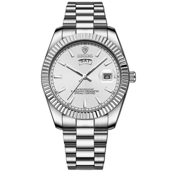 Mens Watches Stainless Steel Waterproof Analog Quartz Watch for Men with Date Fashion Wristwatch