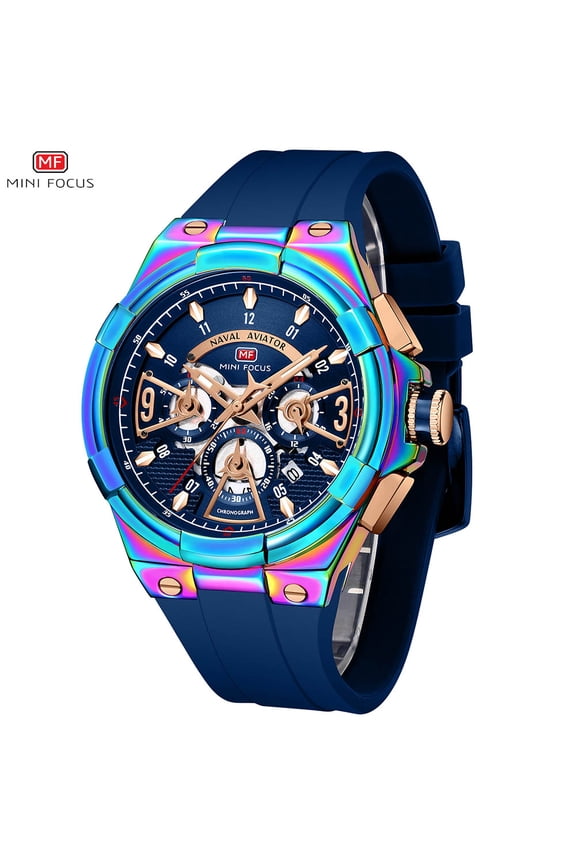 Mens Watches Unique Hollow Casual Wrist Watch (Chronograph/Waterproof/Luminous/Calendar/24 Hour) Silicon Band Fashion Watch for Men