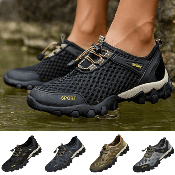 Mens Water Shoes Lightweight Wide Toe Box Non Slip Sneakers Breathable Mesh Spring Summer Outdoor Hiking Barefoot Shoes