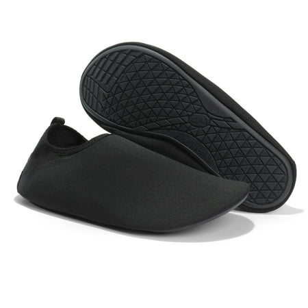 Mens Water Shoes Quick Dry Barefoot Aqua Yoga Slip-on Swim Shoes BLACK Size 6.5