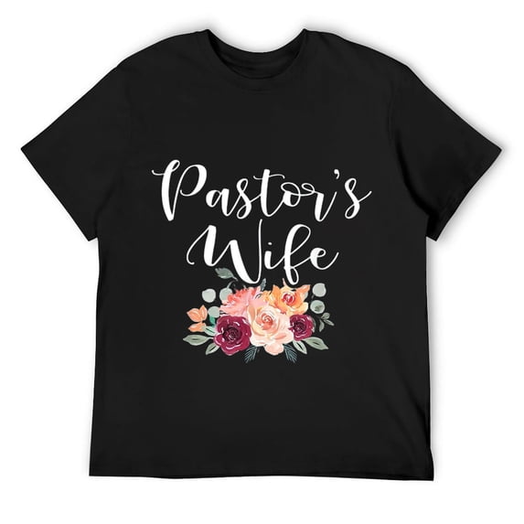 Mens Watercolor Floral Pretty Pastor's Wife T-Shirt Black