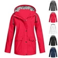 thumbnail image 1 of Mens Waterproof Comfy Rain Jackets Hooded Windproof Solid Color Fall And Winter Red Jackets Trench Coats 5XL, 1 of 5