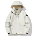 thumbnail image 1 of Mens Waterproof Comfy Rain Jackets Solid Color Windproof Three In One Interchange Fall And Winter Beige Jackets Trench Coats S, 1 of 9