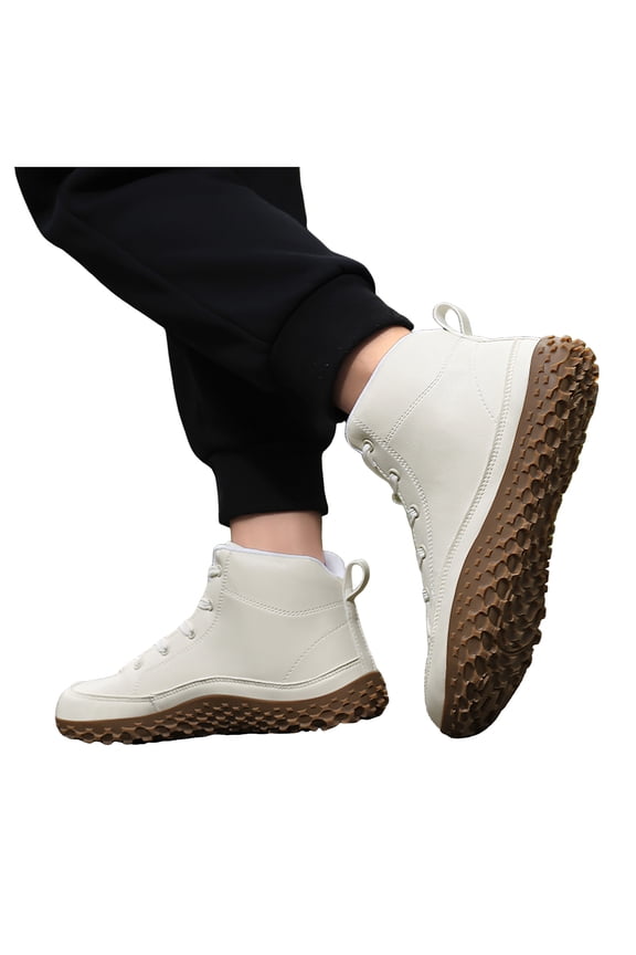 Mens Waterproof Hiking Boots Lace Up Ankle Snow Booties Winter Warm Casual Non Slip Outdoor Work Shoes