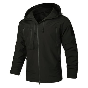 Mens Waterproof Jacket,Full Zip Windproof Softshell Jackets Outdoor Hooded Ski Tactical Coat Running Climbing Fishing Snowboarding Windbreak Outwear Daily Outing Overcoat Size S-3xl