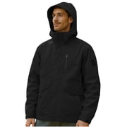Mens Waterproof Jackets with Detachable Hooded,Solid Color Zipper Long Sleeve Lightweight Coat Winter Outdoor Windproof Hiking Camping Climbing Jacket Windbreaker Rainproof Outwears