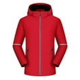 thumbnail image 1 of Mens Waterproof Jackets Hooded Full Zipper Stand Collar Coat Casual Stylish Thermal Thick Cargo Outwear With Zip Pockets (L, Red), 1 of 3