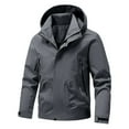 thumbnail image 1 of Mens Waterproof Jackets Hooded Long Sleeved Zipper Solid Color Windproof Softshell Jacket,Outdoor Hiking Climbing Workwear Coats Winter Lightweight Warm Windbreaker with Pockets Outwear, 1 of 6