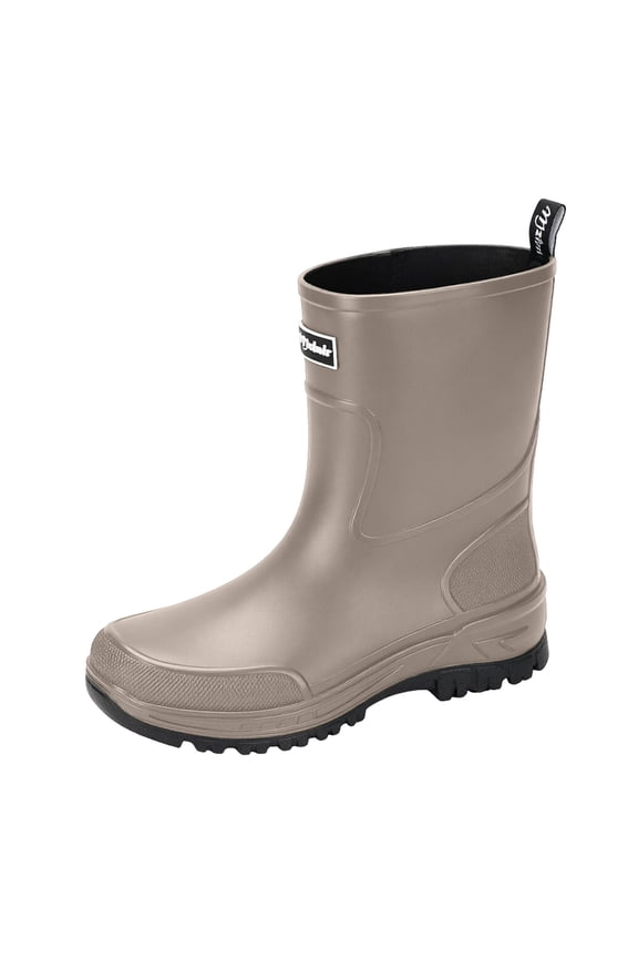 Mens Waterproof Mid Calf Fishing & Tide Pool Rain Wellies Slip Resistant Thick Rugged Sole Rubber Booties, Durable Footwear for Beach Wading, Farming, Outdoor Rainy Activities Gray A