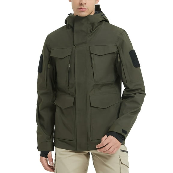 Mens Waterproof Military Jacket Windbreaker Tactical Jacket Outdoor Army Hooded