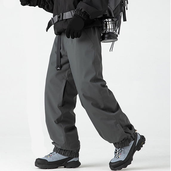 Mens Waterproof Outdoor Pants Winter Warm Insulated Straight Leg Ski Snow Pants with Pockets Gray XXL