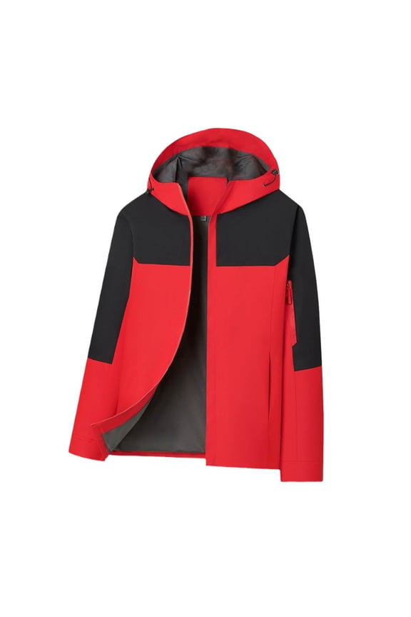 Mens Waterproof Windbreaker Jackets,Men's Lightweight Waterproof Windbreaker Fashion Color Block Raincoat Full Zip Hooded Coat with Pockets Trendy Coats