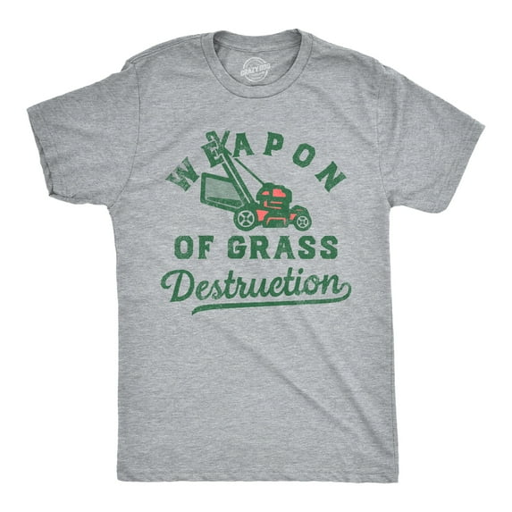 Mens Weapon Of Grass Destruction T Shirt Funny Lawn Mower Joke Tee for Guys Graphic Tees
