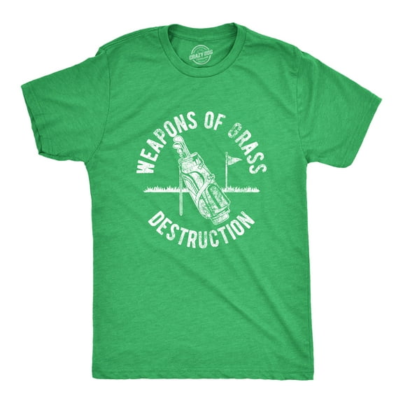 Mens Weapons Of Grass Destruction T Shirt Funny Golf Clubs Sarcastic Tee Graphic Tees