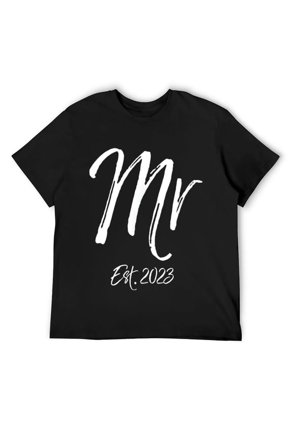 Mens Wedding Anniversary Idea Gift for Husband Mr. Est. 2023 T-Shirt Black