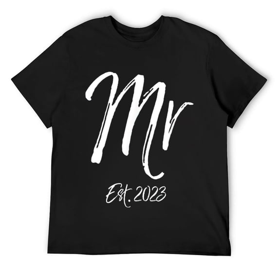 Mens Wedding Anniversary Idea Gift for Husband Mr. Est. 2023 T-Shirt Black
